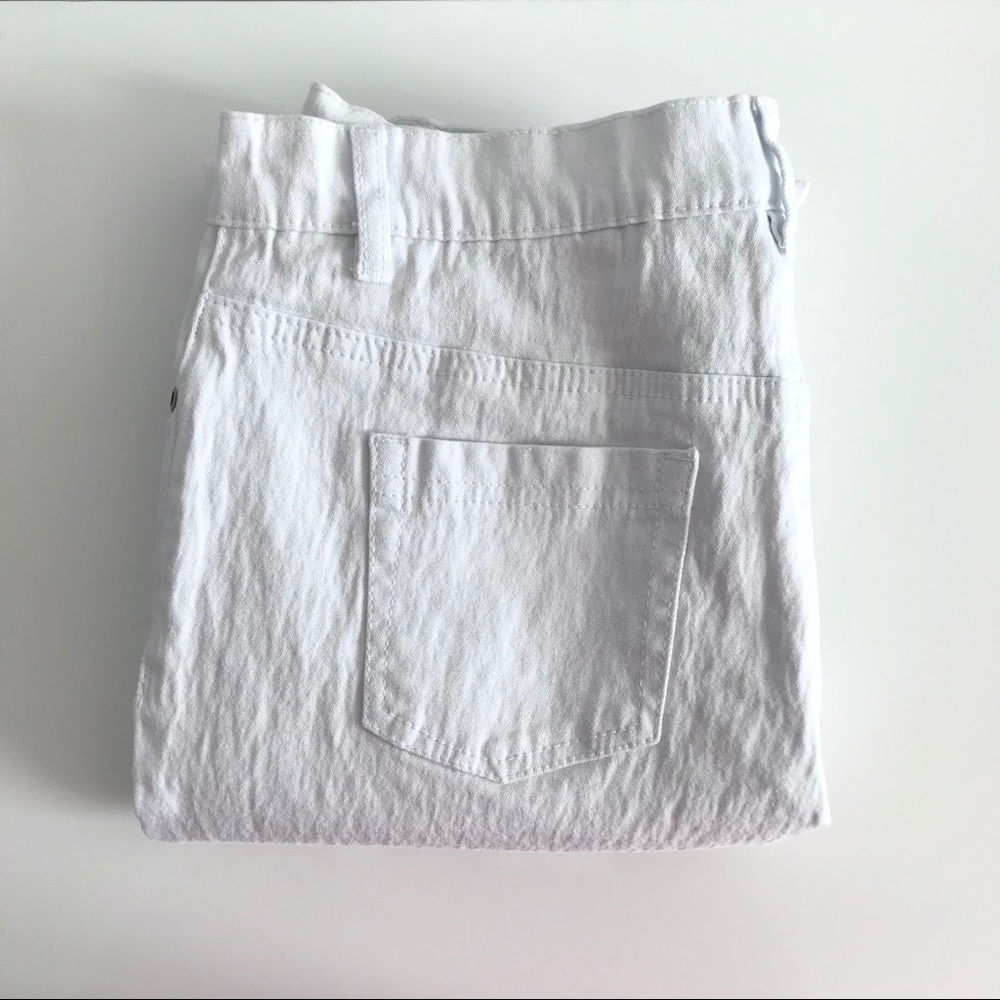 NWOT Diane Gilman White Stretch Cotton Blend Straight Leg Denim Jeans Sp…